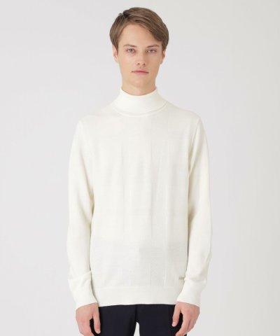 シャドーチェックタートルネックニット