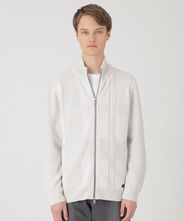 プレーティングカラーシャドーチェックドライバーズニット(508576648