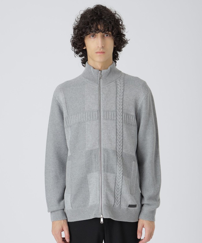 プレーティングカラーシャドーチェックドライバーズニット(508576648