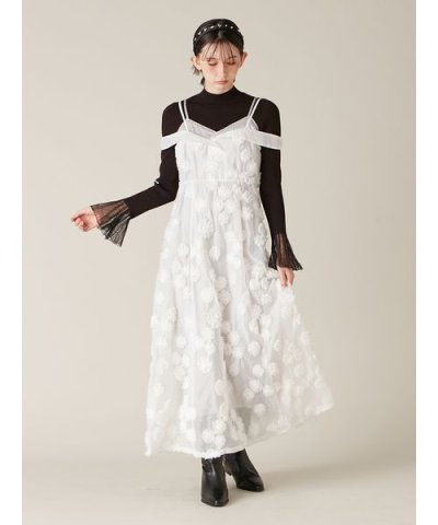 フリンジフラワーレイヤードキャミワンピース