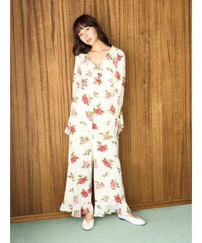 ヴィンテージローズ柄ロングパンツ