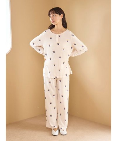 モチーフ3柄ワッフルロングパンツ