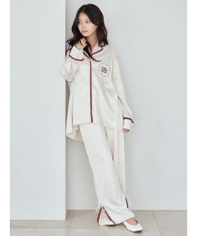 レースサテンロングパンツ