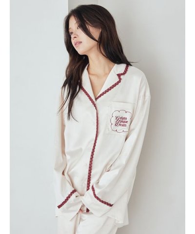 レースサテンシャツ