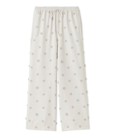 フラワーエンブロイダリーウエストゴムパンツ