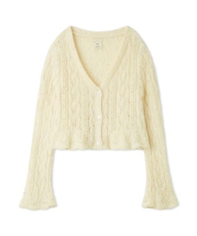 フェザー柄編みカーディガン