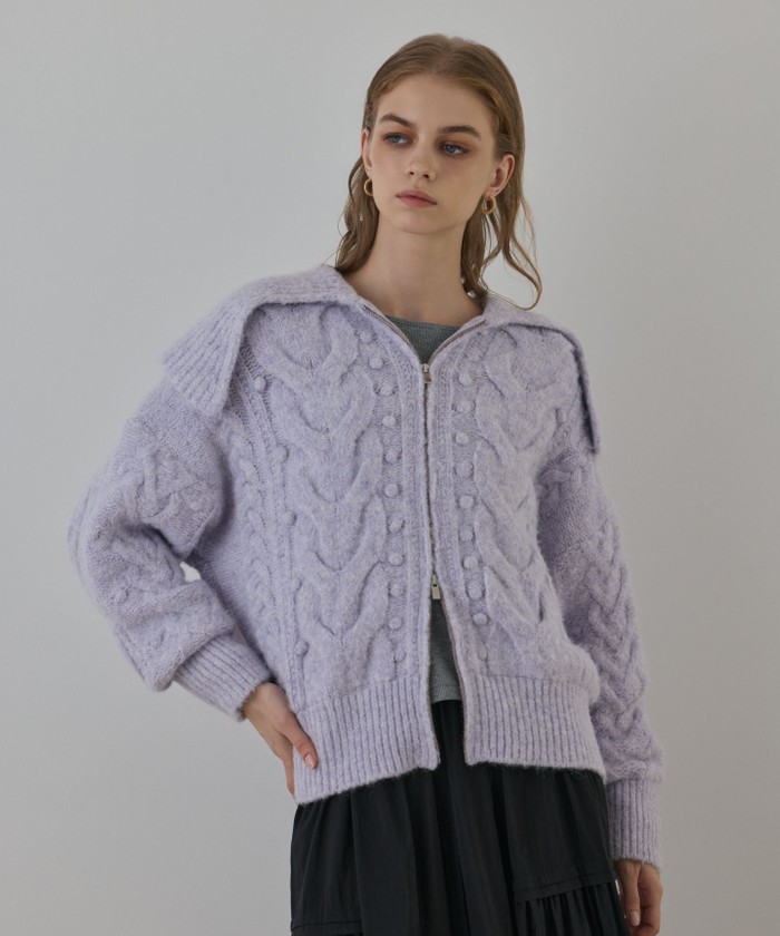 GRACECONTINENTAL ヘアリーニットコクーンジャケット ラベンダー 36 GRACECONTINENTAL ヘアリーニットコクーンジャケット ラベンダー 36