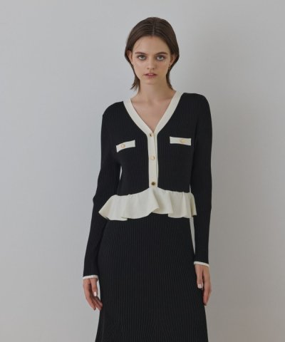 バイカラーニットワンピース