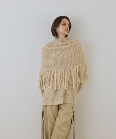 フリンジケープニットトップ