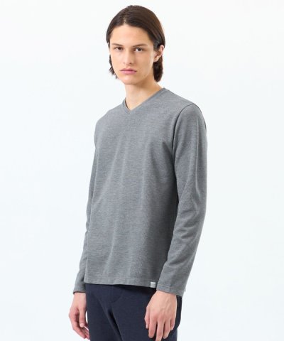 ストレッチミラノリブ VネックロンＴ