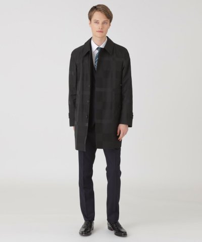 シャドーチェックラミネートステンカラーコート