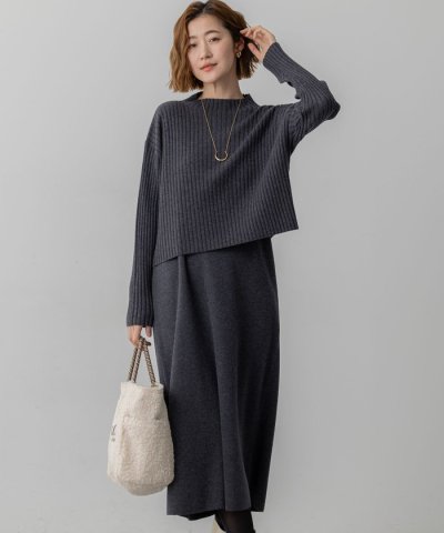 【洗える】レイヤードニットツイン ワンピース