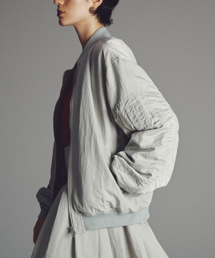 UNCRAVE 【撥水】ヴィンテージタフタ MA−1 ライトグレー U UNCRAVE 【撥水】ヴィンテージタフタ MA−1 ライトグレー U