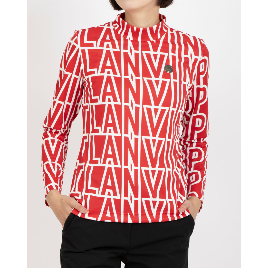 LANVINSPORT ランバン スポール LANVIN SPORT ロゴプリント長袖ハイネックシャツ【 レッド 42 LANVINSPORT ランバン スポール LANVIN SPORT ロゴプリント長袖ハイネックシャツ【 レッド 42
