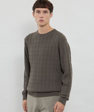 【WEB・一部店舗限定】ハイゲージケーブルクルーネックニット