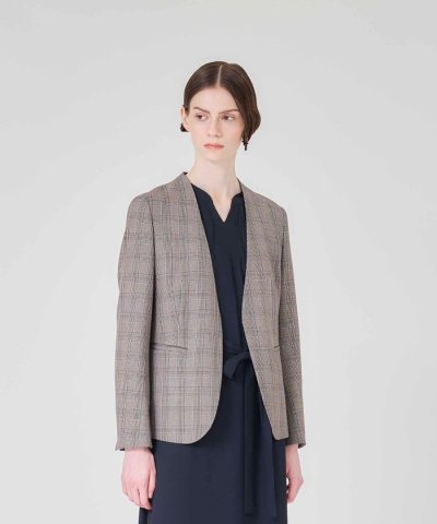 【ウォッシャブル】裏起毛チェック　ジャケット