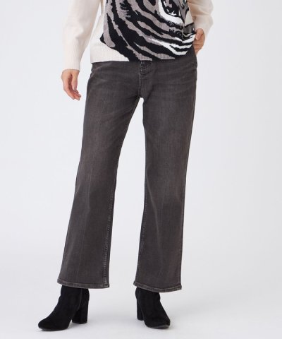 【カタログ掲載】【マシンウォッシャブル】ブラックデニムセミフレアパンツ