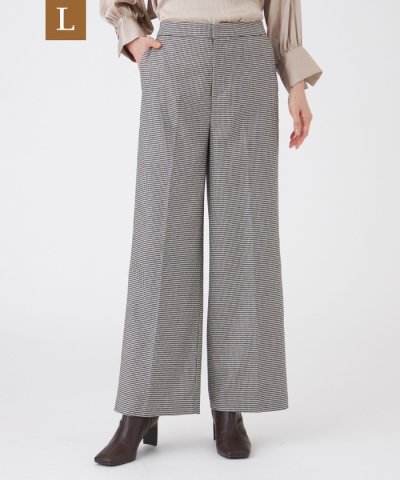 【L】ハウンドトゥースストレッチパンツ