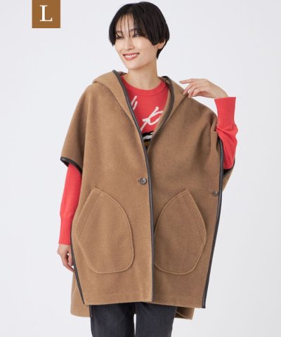 【L】【カタログ掲載】ウールライクニードルパンチケープジレ