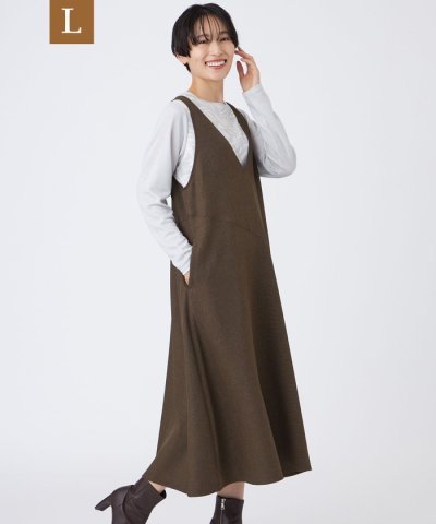 【L】【カタログ掲載】【マシンウォッシャブル】シャークツイードジャンパースカート