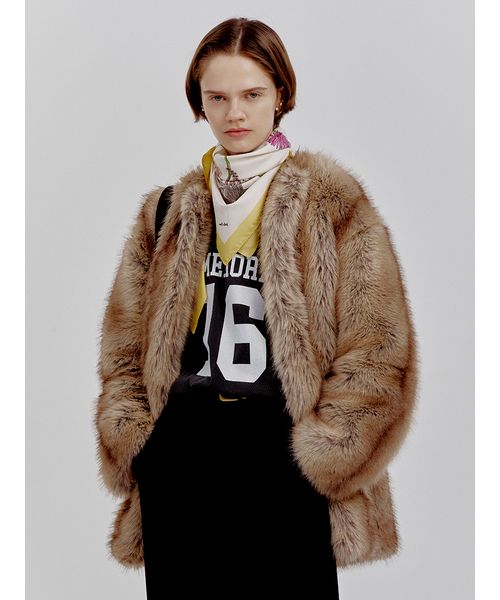 ミラショーン　リアルファーコート マルチマテリアルノーカラーファーコート(508596238)｜阪急百貨店公式