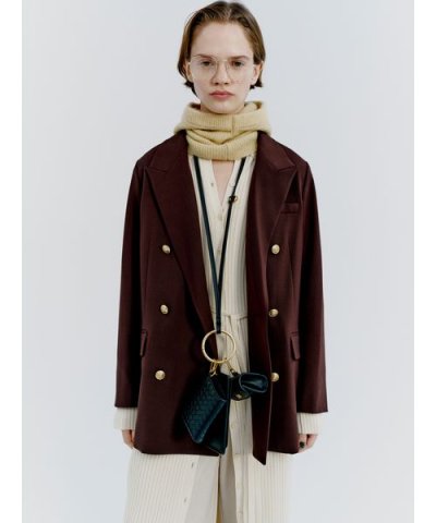 金釦ダブルブレストロングブレザー