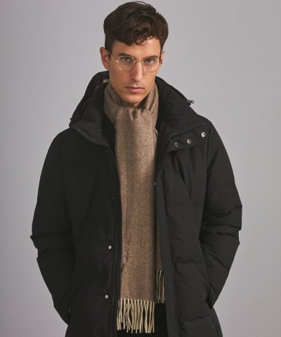 【カシミヤ100％】 幅広 マフラー_ヘリンボーン柄(40×180)