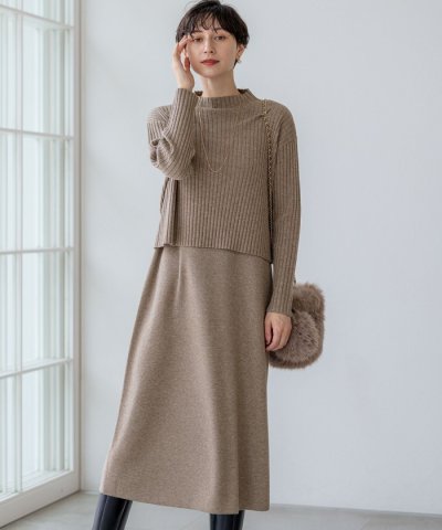 【洗える】レイヤードニットツイン ワンピース