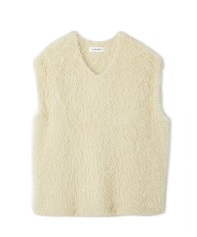 クルーネックシャギーニットカーディガン