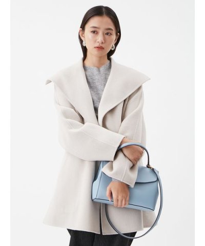 共ベルト付きビックカラーミディ丈コート