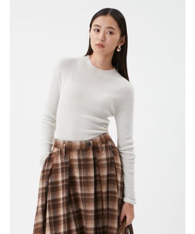 モヘヤ混ラメリブニットプルオーバー