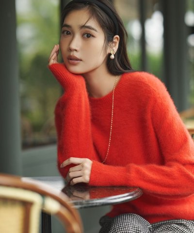 フォックスカシミヤファー ショート丈 ニット