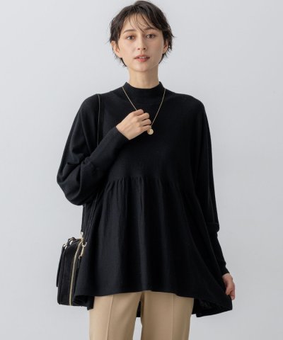 【洗える】ウールギャザー ドルマンスリーブ ニット