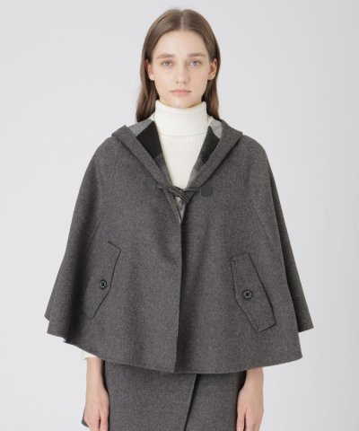 【取扱店舗限定】クレストブリッジチェックリバーポリウールケープコート