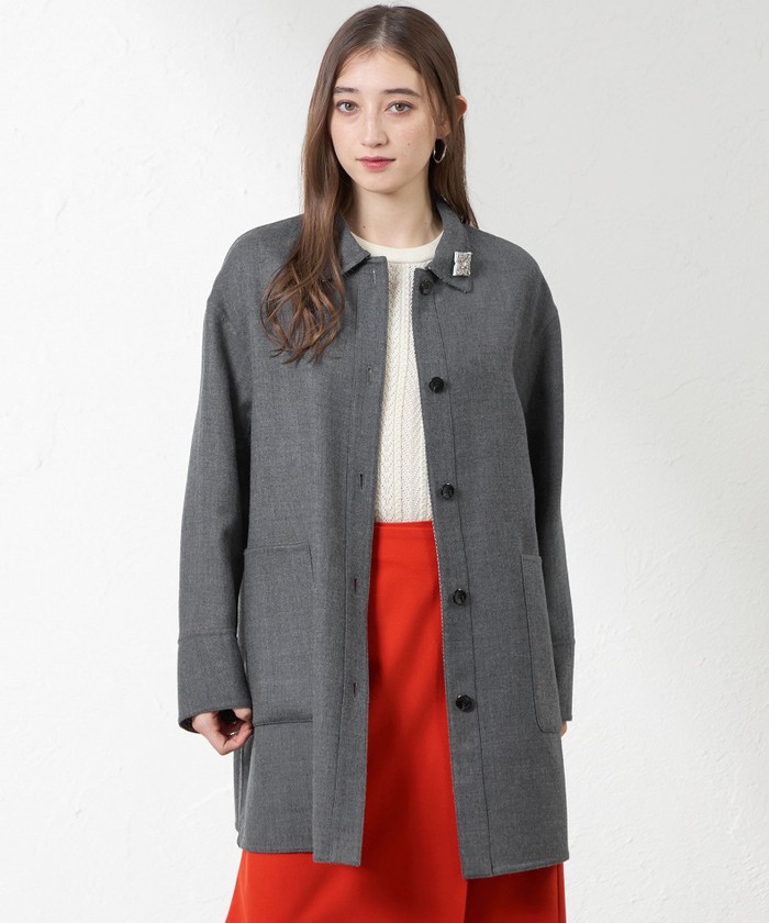 AMACA アマカ　チェック　リバーロングコート　38 定価8.8万円 AMACA アマカ チェック リバーロングコート 38 定価8.8