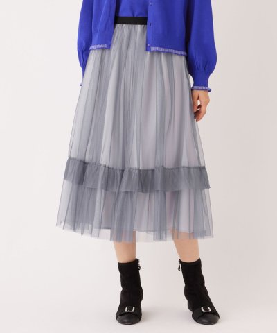 チュールヘムボーダー フレアスカート