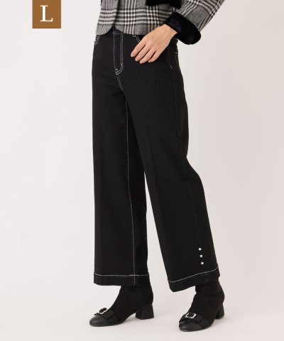 【L】ブラック ワイドデニム