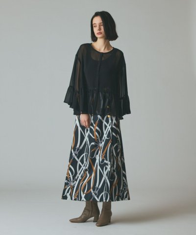 ベルトプリントアシメプリーツスカート