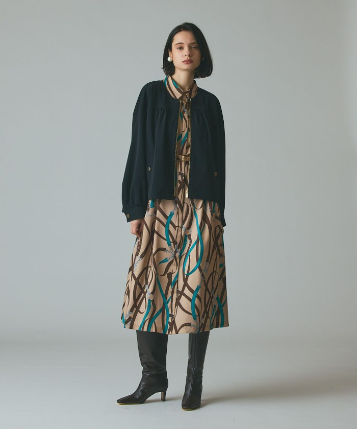 GRACECONTINENTAL ベルトプリントシャツドレス ベージュ 36 GRACECONTINENTAL ベルトプリントシャツドレス ベージュ 36