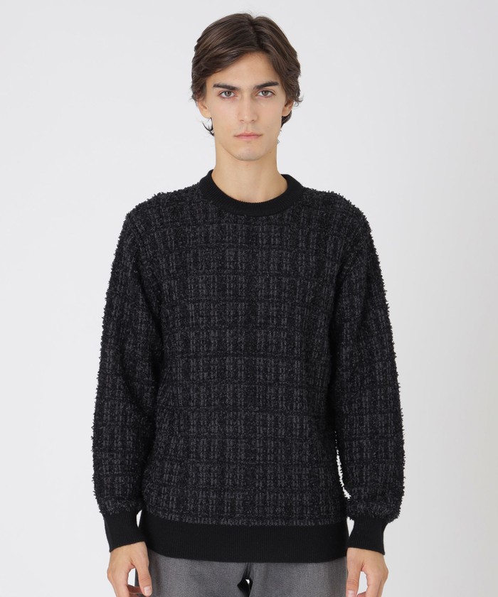 新品未使用タグ付クレストブリッジブラックレーベルクルーネックニットLサイズ シャドーチェッククルーネックニット（ニットウェア）｜BLACK