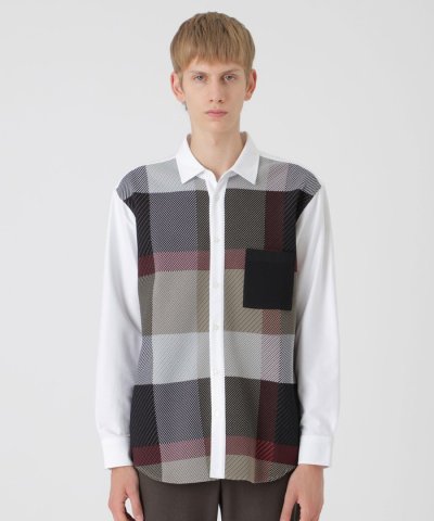 パネルチェックニットドッキングシャツ