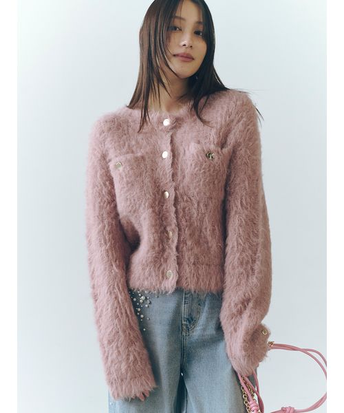 FRAY I.D ピンクファーカーディガン FRAY I.D - FRAYI.D☆新品ファーライクニットカーディガンの通販 by