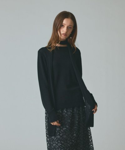 ボウ付ニットトップ