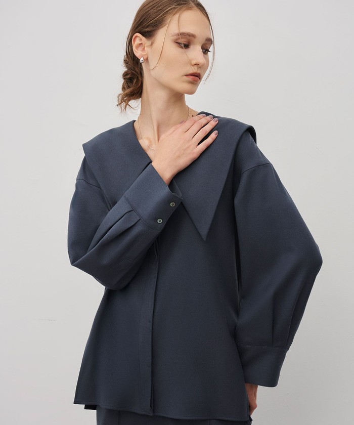 UNCRAVE フランネル BIGカラーシャツ ブルーグレー F UNCRAVE フランネル BIGカラーシャツ ブルーグレー F