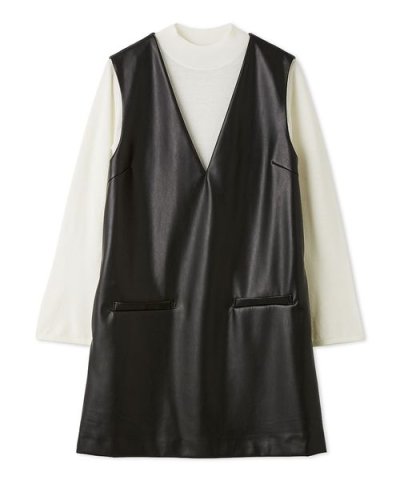 Vネックミニジャンパースカートセット