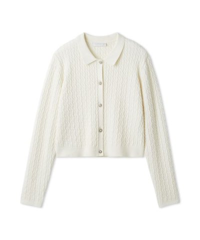 ビジュー釦ケーブルカーディガン