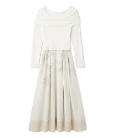 オフショルニットドッキングワンピース