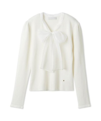 【ウォッシャブル】シルクブレンドボウタイニットプルオーバー