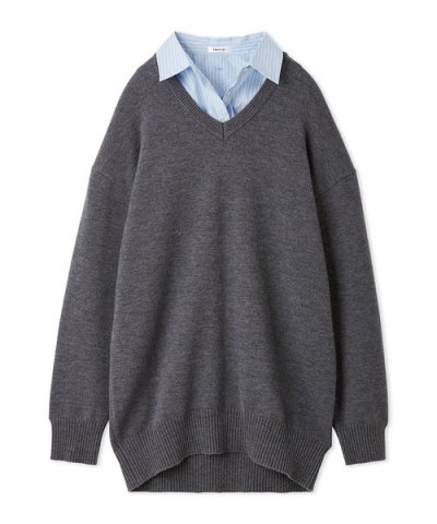 レイヤードシャツカラーウールワンピース