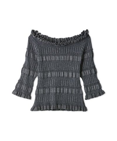 ラメリブオフショルニットトップス